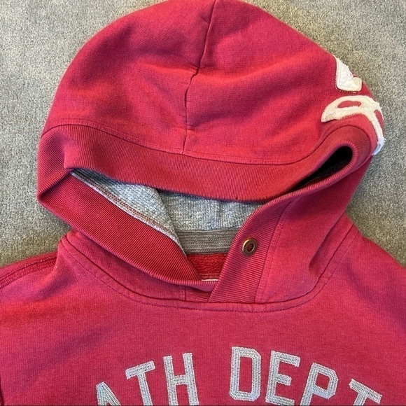 AÉROPOSTALE athletic department red hoodie with pocket, M, patchwork stitching. - Picture 4 of 14